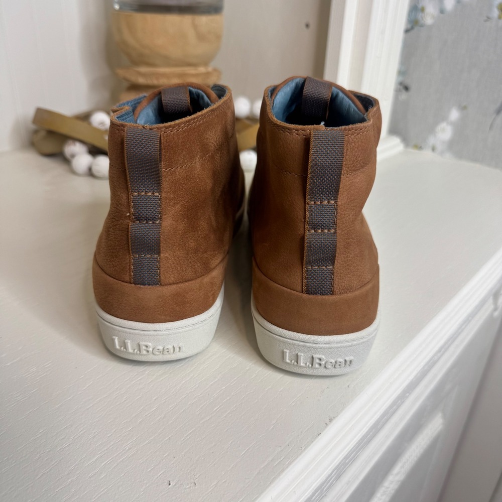 LL Bean Womens Everyday Mid Sneakers Brown Leather Slip On Shoes 520256 Size 11 - Picture 3 of 7